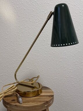 Threshold x Studio McGee Green Brass Task Lamp NWOT Desk Light MCM 18" H